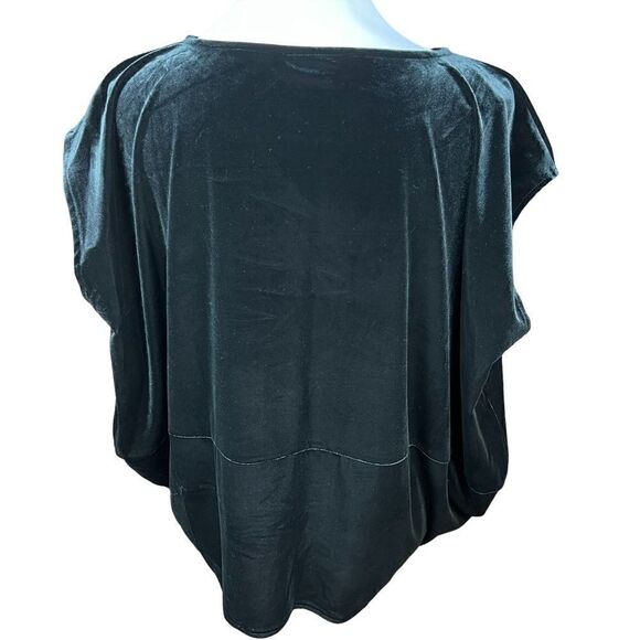 Alfani Top Boat Neck Black Velour Velvety Look Cap Sleeve Oversized Small - Picture 3 of 16